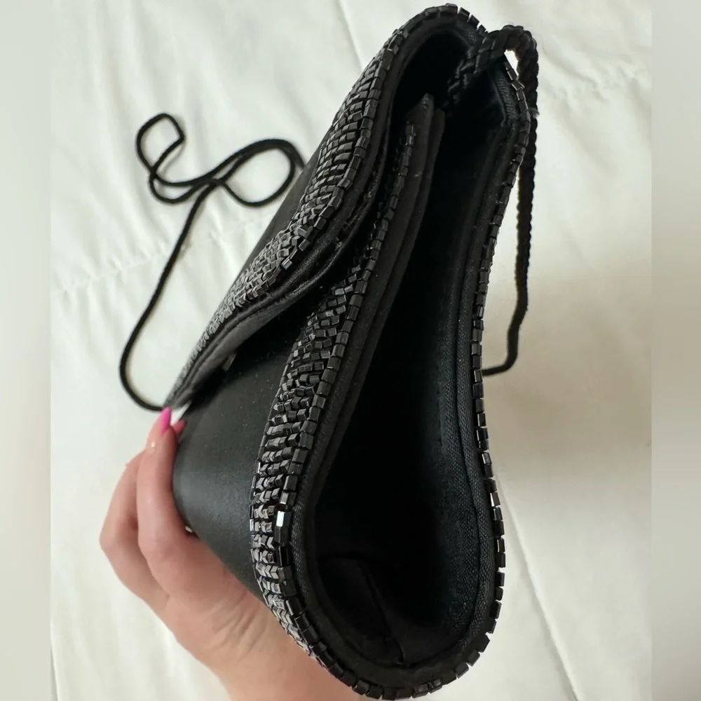VTG Preston & York Elegant Beaded Satin Black Evening Clutch Shoulder Bag 90’s - Picture 10 of 15